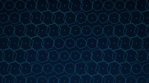 Abstract Blue Hexagon Grid Rotating Technological Motion Background 스톡 동영상 348061752