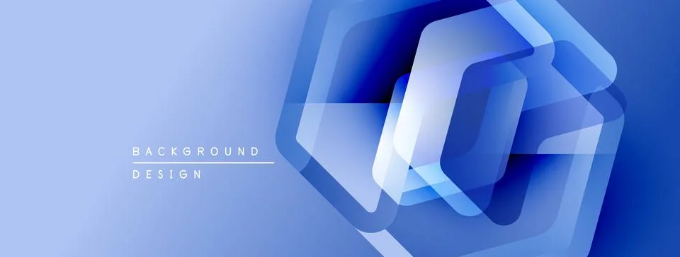Abstract blue hexagon layers create dynamic visual effect. Gradient background Stock Illustration