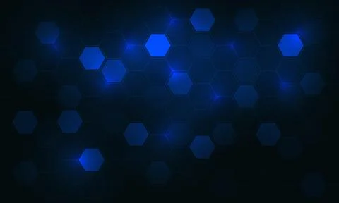 Abstract blue hexagon light technology futuristic geometric design modern Stock Illustration