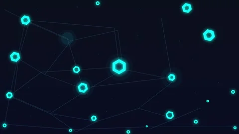 Abstract Blue Hexagon Network Connections over Dark Background Loop Stock Footage 332803848
