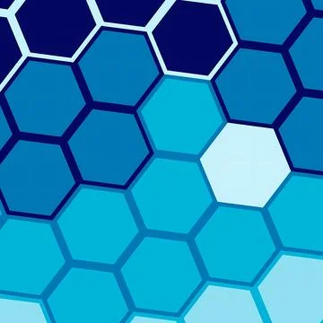 Abstract Blue Hexagon Pattern Background, Modern Geometric Honeycomb Grid Stock Illustration