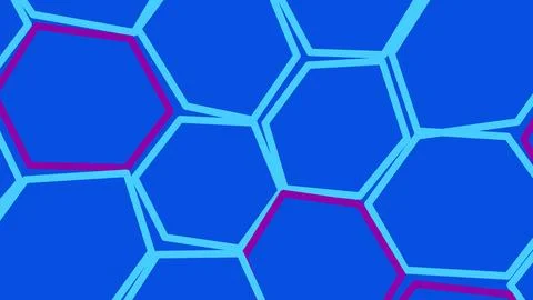 Abstract blue hexagon pattern with pink lines Stock Illustration