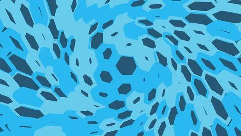 Abstract blue hexagon pattern with swirling motion effect イラスト素材