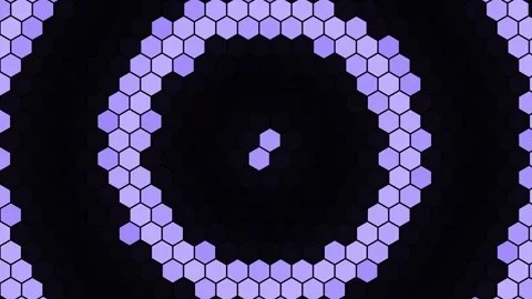 Abstract blue hexagonal circle pattern animation on black background Stock Footage 336836711