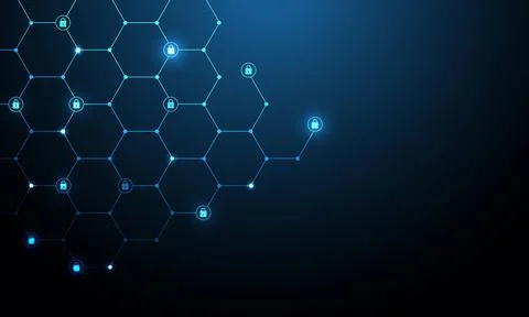 Abstract Blue Hexagonal Data Structure AI Technology Stock-Illustration