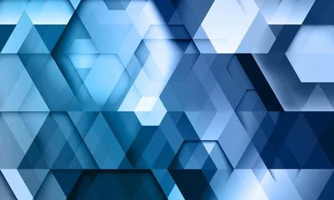 Abstract blue hexagonal geometric background with tech concept. soft gradient Stock Illustration