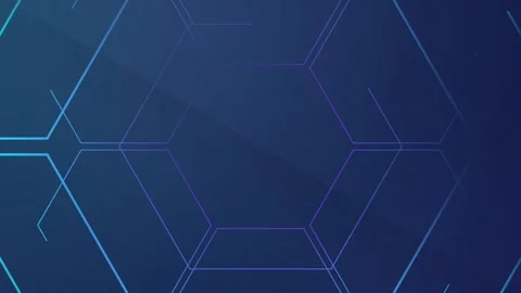 Abstract Blue Hexagonal Geometric Pattern with Glowing Lines on Dark Backgrou Stock Footage 341922179