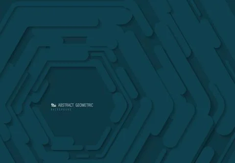 Abstract blue hexagonal pattern design of technology paper cut pattern Stock-Illustration