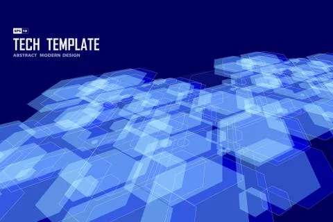Abstract blue hexagonal pattern design of technology template. Stock Illustration