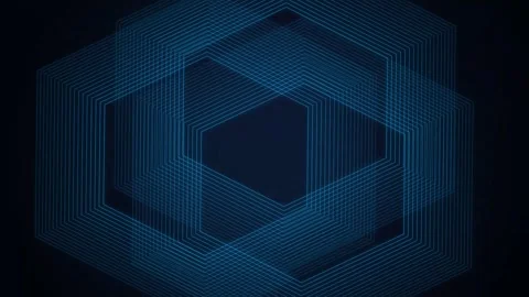 Abstract blue hexagonal pattern with dynamic geometric shapes pulsating and.. Stock Footage 347810577