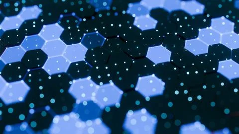 Abstract Blue Hexagonal Pattern with Glowing Dots and Geometric Design.. 스톡 일러스트