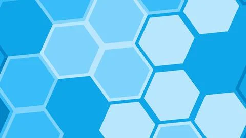 Abstract blue hexagonal pattern with varying light and dark blue tones fillin Stockillustratie