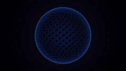 Abstract blue hexagonal sphere animation, futuristic digital data globe, ro.. Stock Footage 346846625