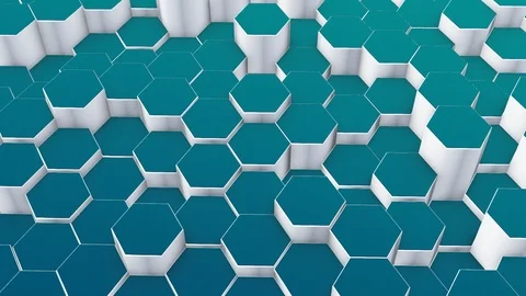 Abstract Blue Hexagons Background Random Motion, 3d  Animation, Stone Material Stock Footage 124643366