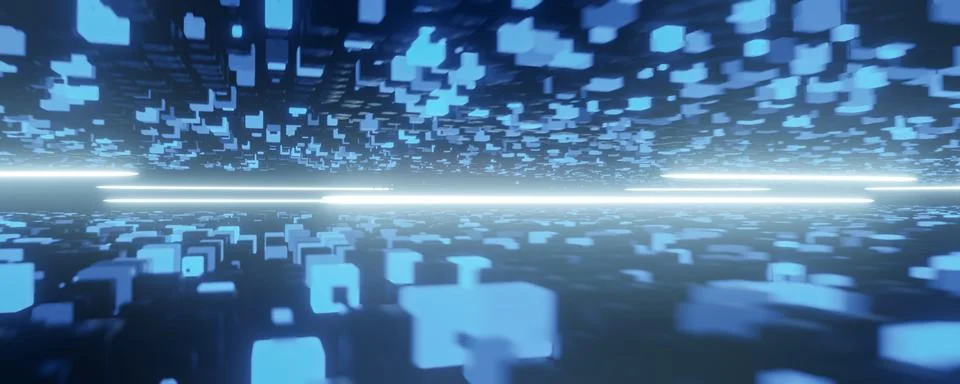 Abstract blue high tech background of 3d cubes. Abstract geometric pattern... Stock Illustration
