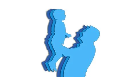 Abstract Blue Human Figures Illustration with Depth Effect. Stock Illustration
