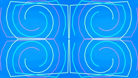 Abstract blue hypnotic spiral line art pattern on vibrant cyan background Stock Footage 336544374