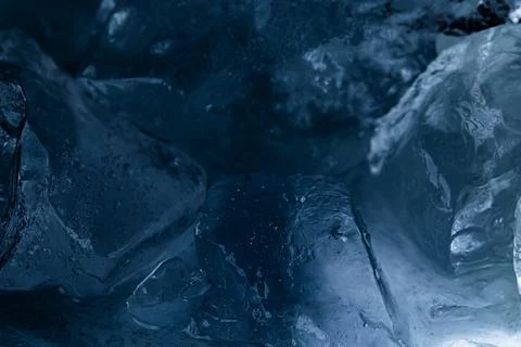Abstract Blue Ice Texture with Air Bubbles Stock Photos