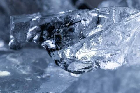Abstract Blue Ice Texture with Air Bubbles Stock Photos