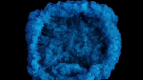 Abstract Blue Ink Cloud Exploding in Black Background Stock Footage 299243644