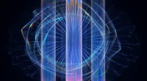 Abstract blue iris with radial light beams Stock Footage 331458380