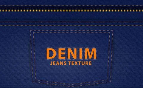 Abstract blue jeans denim texture, classic blue denim and zipper, black jeans Stock Illustration