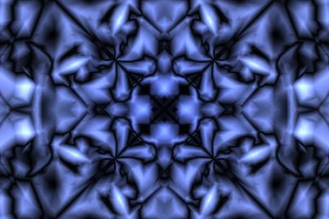 Abstract blue kaleidoscope pattern with glowing geometric symmetry for backdrop 스톡 일러스트