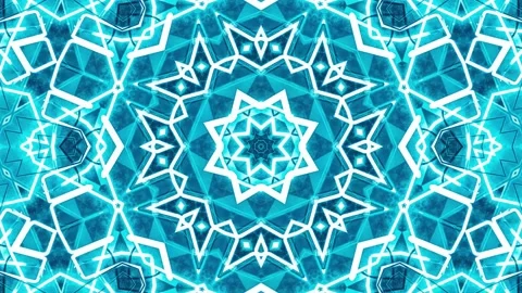 Abstract Blue Kaleidoscope Patterns. 4K Geometric Animation Background. Stock Footage 140744470