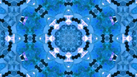 Abstract Blue Kaleidoscope Patterns. 4K Motion Graphics Background. Stock Footage 142423385