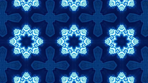 Abstract Blue Kaleidoscope Sequence Patterns. 4K Animation Background. Stock Footage 143962118