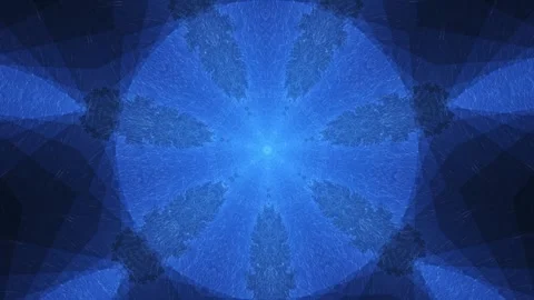 Abstract blue kaleidoscopic circular pattern with symmetrical motion and glowing Stock Footage 319842165