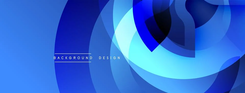 Abstract blue layers create dynamic flow. Modern design features circular shapes Illustrazione stock