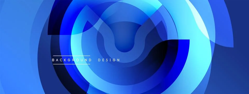 Abstract blue layers create dynamic circular pattern. Modern design element, Stock Illustration