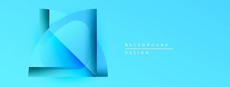 Abstract blue layers create dynamic composition. Minimalist design with text Stock Illustration