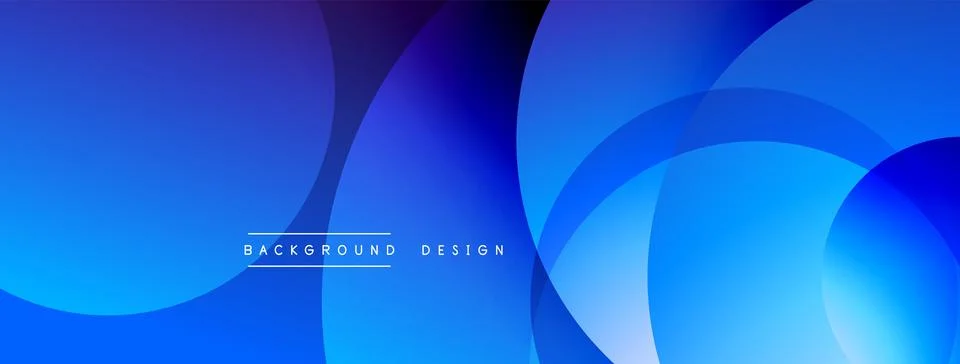 Abstract blue layers create dynamic background. Overlapping circles, smooth Ilustración de archivo
