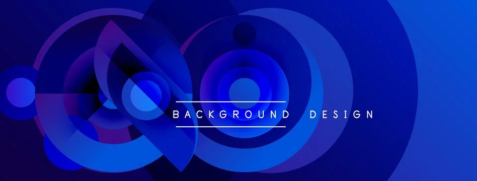 Abstract blue layers create dynamic visual effect. Concentric circles, geom.. Stock Illustration