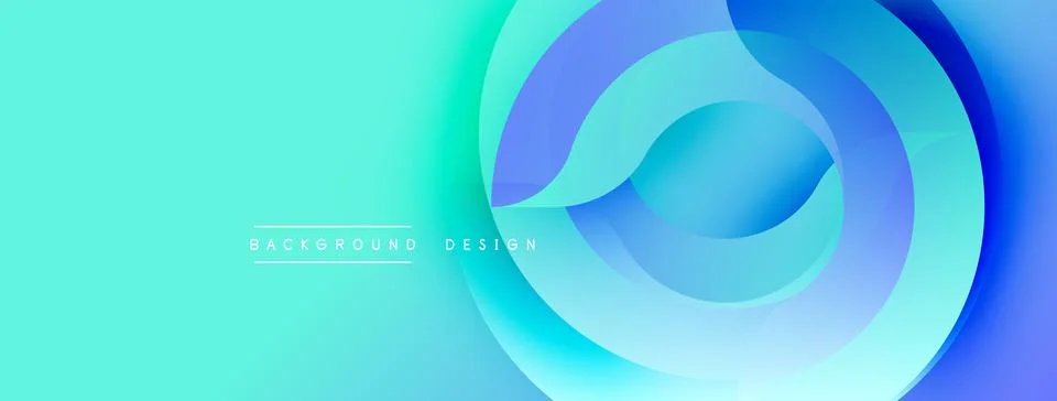 Abstract blue layers create flowing circular design. Gradient shades offer Ilustração Stock