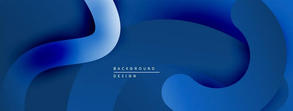 Abstract blue layers create flowing shapes. Modern design features subtle Illustrazione stock