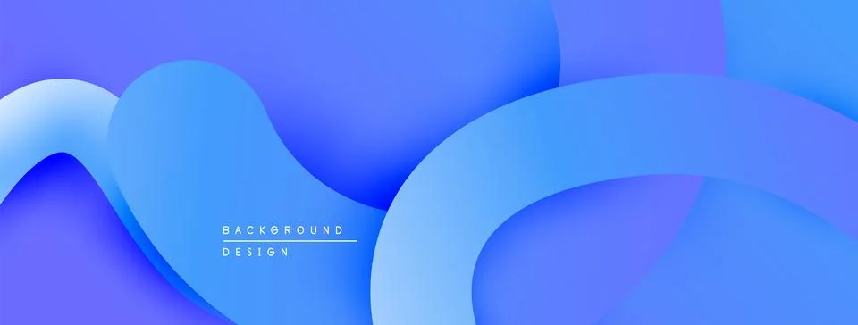 Abstract blue layers create flowing shapes. Gradient colors suggest depth, Stock Illustration