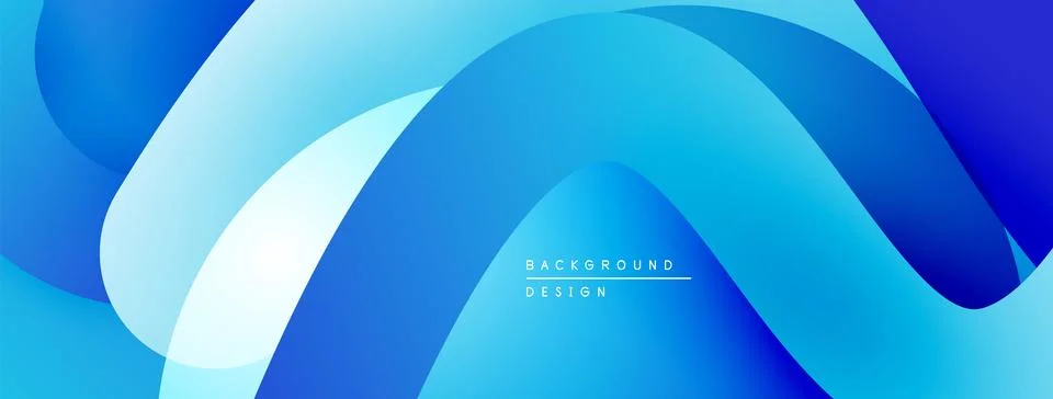 Abstract blue layers create flowing, modern background. Smooth gradients suggest Stock Illustration