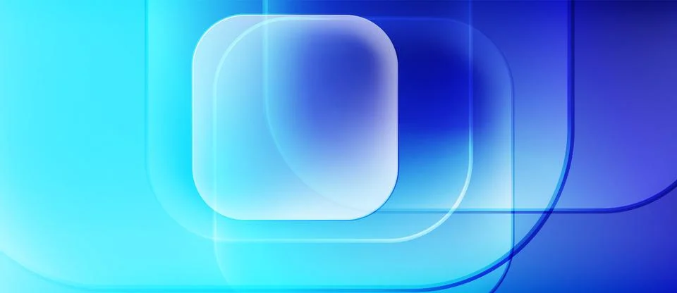 Abstract blue layers create flowing shapes. Soft gradients suggest depth, light, イラスト素材