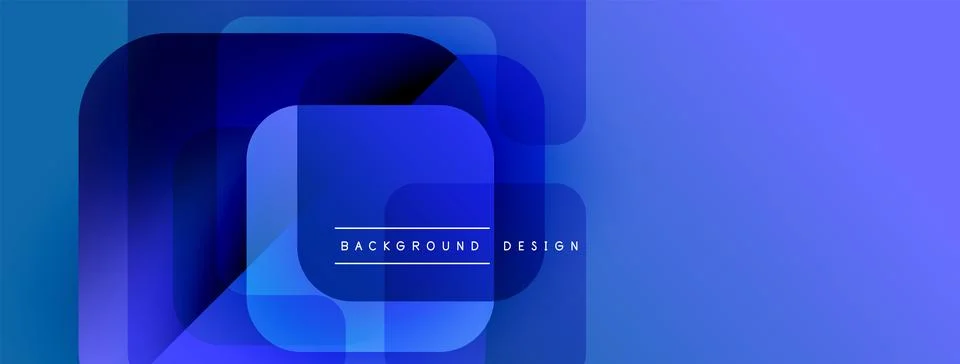 Abstract blue layers create modern design. Gradient shades overlap, forming Ilustración de archivo