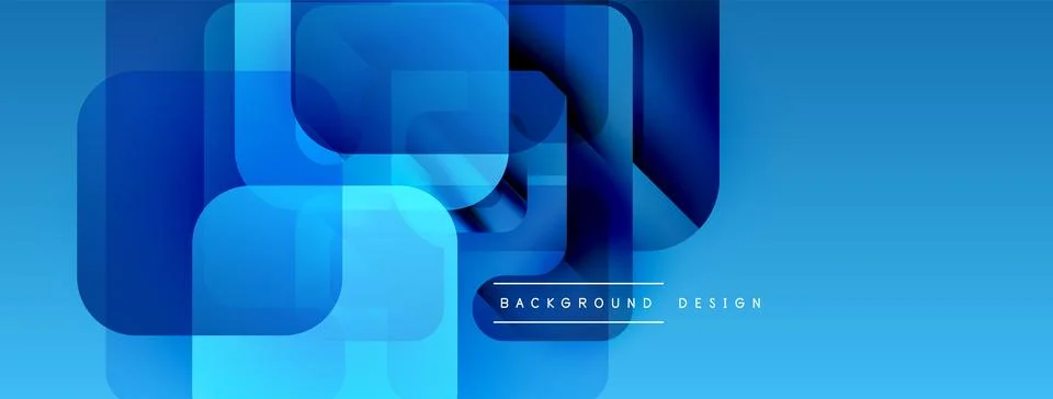 Abstract blue layers create modern geometric background. Smooth gradients, イラスト素材