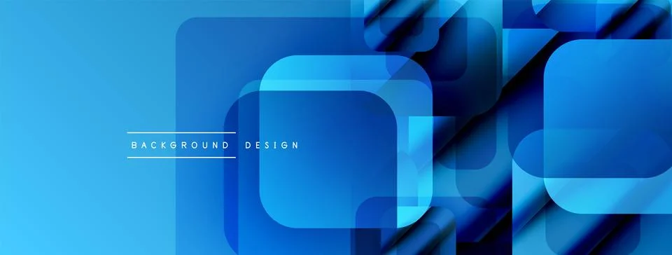 Abstract blue layers create modern design. Overlapping squares suggest depth, イラスト素材