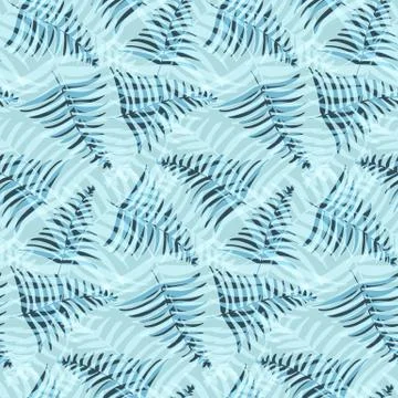Abstract blue leaves seamless pattern Stock Illustration