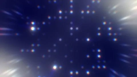 Abstract Blue LED Grid Lights with Glowing Bokeh Pixel Flare Effect Stock Illustration