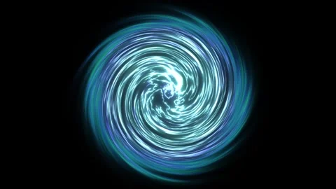 Abstract blue LED vortex loop portal on black background Video stock 331072241