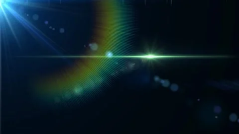 Abstract blue lens flare light effect on a dark background with copy space Stock Footage 346199140