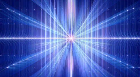 Abstract blue light beams radiating from center Stock Footage 331457847