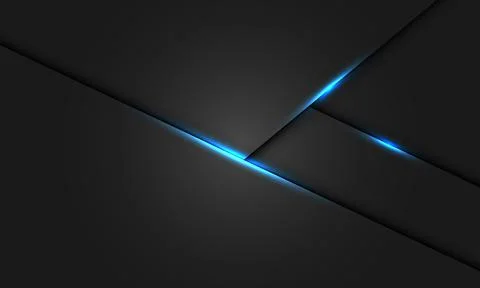 Abstract blue light black shadow line geometric on grey metallic design Stock Illustration